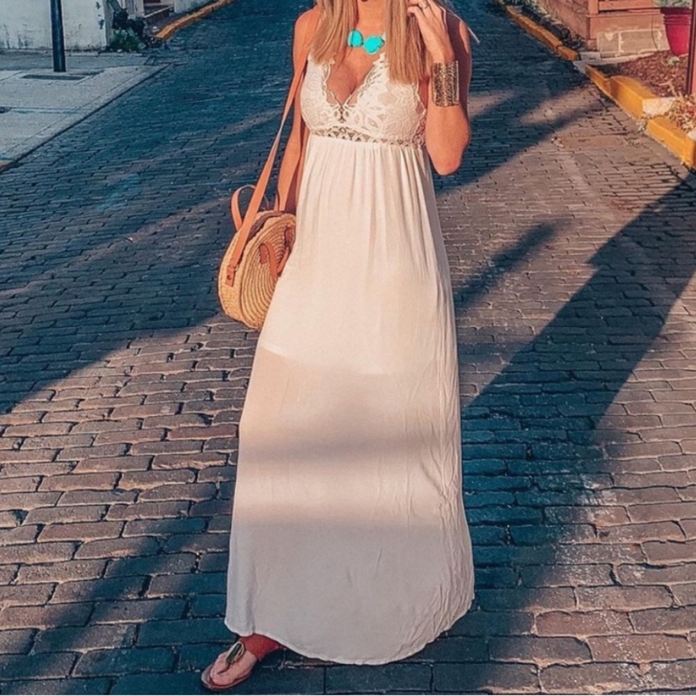 White maxi dress